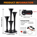 CENZHIWEN 12V Truck Train Horn Set with Air Compressor and Four Metal Trumpets