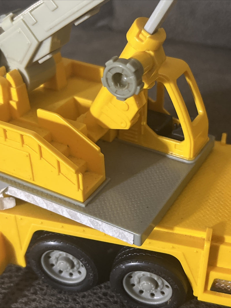 Yellow Die-Cast Micro Construction Crane Truck with Lights and Sounds