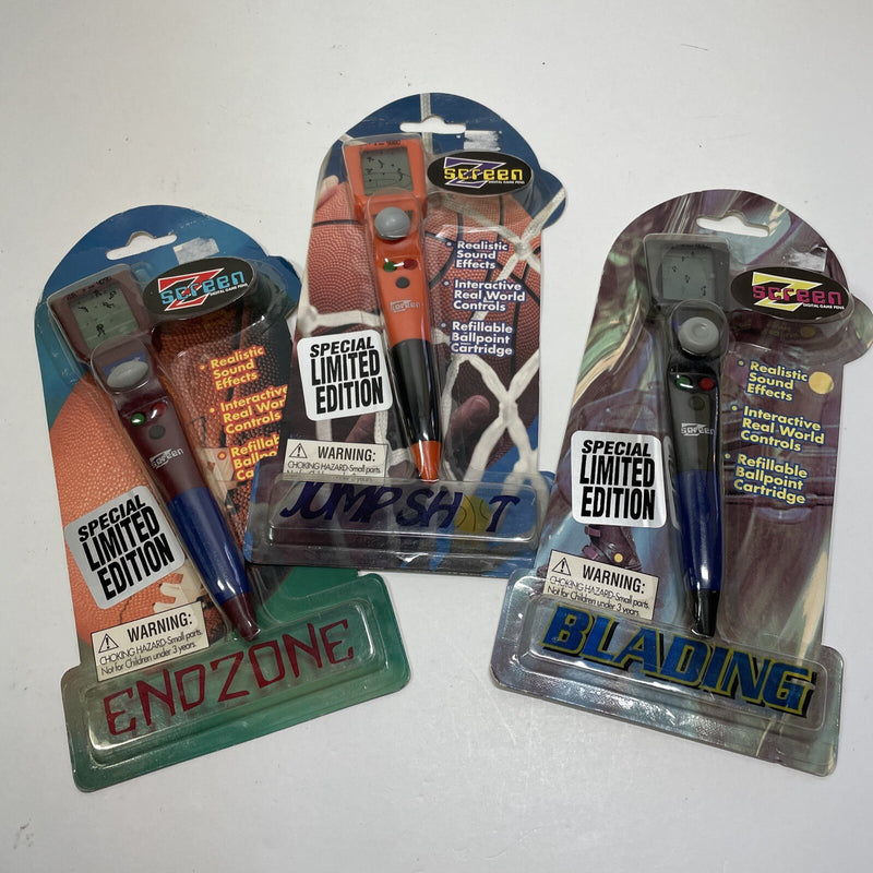 Digital Screen Game Pens Set of 3 Featuring Basketball, Blading, and Football Classic Toys