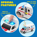JOYIN Rescue Vehicle Playset - Fire Truck, Ambulance, Police Car, Helicopter
