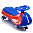 12V Kids Electric Wiggle Car with Bluetooth Music - 2 in 1 Design and 5MPH Speed in Blue