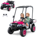 24V 7AH Pink 4WD 2-Seater Kids Golf Cart Ride-On Car with Storage and Remote Control