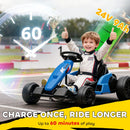 24V Electric Go Kart with Dual 150W Motors and Adjustable Seat, Speed 11.2MPH - Blue