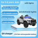 White 12V Remote-Controlled Ride-On Car with 4-Wheel Shock Absorption for Kids Aged 3-6