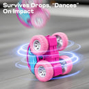 Girls' Friction Powered Pull Back Motorized Car Toy Set with Crash and Flip Features