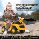 Ride-On Bulldozer Toy with Adjustable Bucket and Engine Sounds for Kids