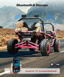 Pink 24V 4WD Electric Ride-On Car for Kids with XL 20" Double Seat