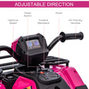 12V Pink Kids ATV Quad with Dual Motors, LED Lights, and USB Music