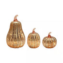 Set of 3 Gold Mercury Pumpkins with Battery Operation