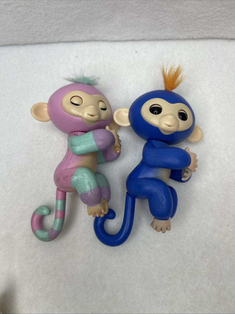 5-inch Interactive Baby Monkey Fingerlings Toy in Blue and Pink