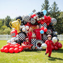 Race Car Balloon Arch Set - Trophies, Flags, Wheels, and Checkered Designs