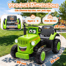 12V Electric Kids Ride-On Tractor with LED Lights, Music, and Safety Belt - Green