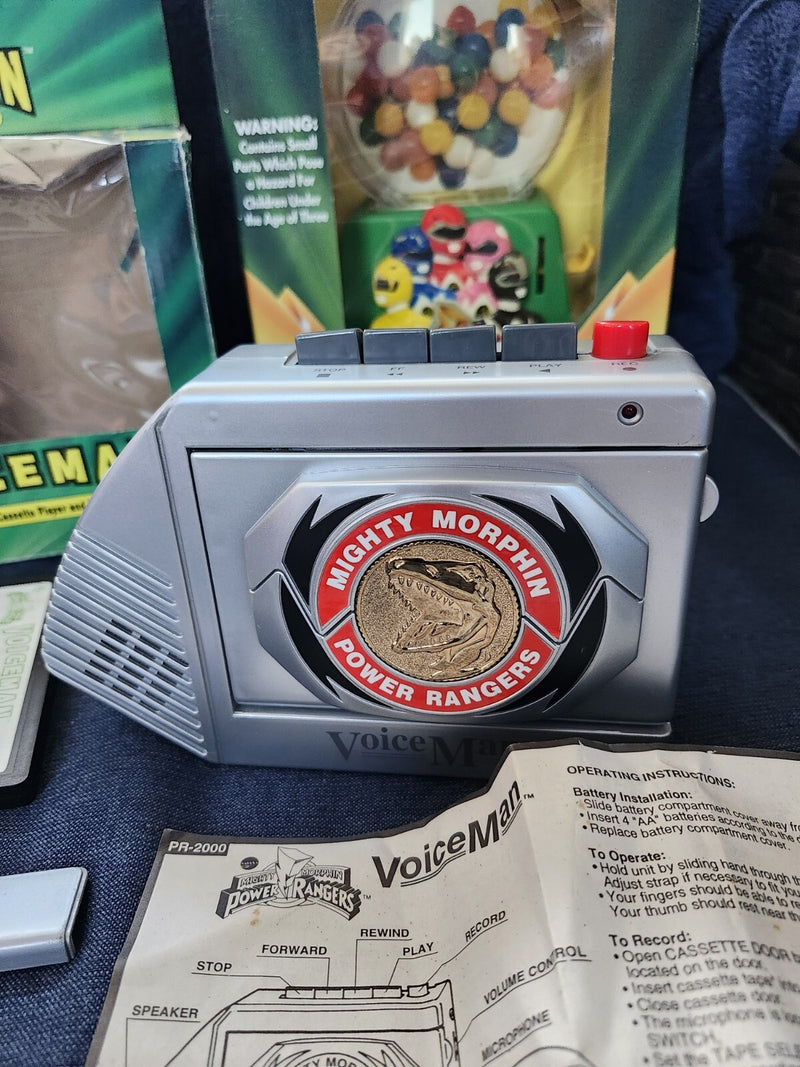 Working Mighty Morphin Power Rangers Voiceman Cassette and New Gumball Bank Toy