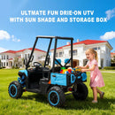 24V 4WD Blue Kids Golf Cart Ride-On with Remote Control, LED Lights, Sounds, and Two Seats