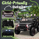 Black 24V Two-Seater Electric Ride-On Toy Truck for Kids with Bluetooth and LED Lights