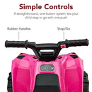 6V Hot Pink Kids ATV Quad 4-Wheeler Toy Car with Treaded Tires and Push-Button Feature