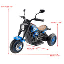 Blue 3-Wheel Electric Motorcycle Toy for Kids with Colorful Lights and Music