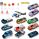 Compact Vehicle Playset with 12 Die-Cast Cars for Ages 3-7