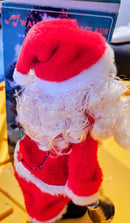 Musical Walking Santa Claus Toy with Bell and Decorative Box - Vintage 1980 Christmas