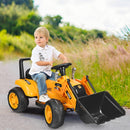 Yellow 6V Battery-Powered Ride-On Excavator Digger with Digging Bucket