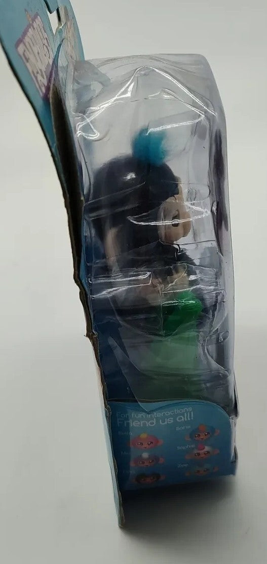 Interactive Baby Monkey Toy – Black with Blue Hair, Finger Sensing and Playful Sounds