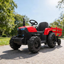 12V Ride-On Electric Tractor with Detachable Trailer and 7-LED Headlights for Toddlers