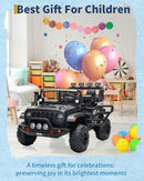 24V Electric Ride-On Car Truck for Big Kids, 2-Seater in Black
