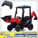 12V Kids' Ride-On Excavator with Trailer and Front Loader, 4-in-1 Remote Control Digger