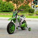 12V Electric Green Dirt Bike Motorcycle Toy for Kids with Training Wheels