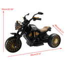 Electric Dual Drive 3-Wheel Ride-On Motorcycle for Kids with LED Lights - Black