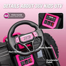 Electric Pink Ride-On Car for Kids Aged 6 and Up with 36V Power and EVA Tires