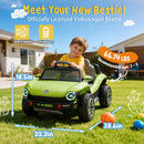 12V Official Volkswagen Beetle Electric Ride-On Car for Kids - Green, Speeds 1.5-2.5MPH