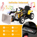 Electric Yellow Ride-On Excavator Digger with Remote Control and Digging Bucket for Kids
