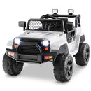 Electric 12V White Ride-On Truck for Kids with Remote Control, Music, and Lights