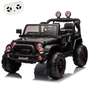 Black 24V Two-Seater Electric Ride-On Toy Truck for Kids with Bluetooth and LED Lights