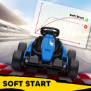 24V Electric Go Kart with Dual 150W Motors and Adjustable Seat, Speed 11.2MPH - Blue