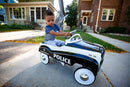Vintage Black Police Car Pedal Toy for Kids, Steel Construction, 60 Lbs Capacity