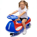 12V Kids Electric Wiggle Car with Bluetooth Music - 2 in 1 Design and 5MPH Speed in Blue