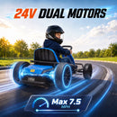 Qaba 24V Blue Electric Drift Go Kart with Dual Motors for Kids Aged 6 and Up