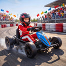 Qaba 24V Blue Electric Drift Go Kart with Dual Motors for Kids Aged 6 and Up