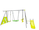 Six-Function Green and Blue Metal and Plastic Swingset with Net Swing