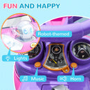 Versatile Pink Push and Slide Car with Removable Handle, Music, and Horn