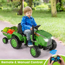 Tractor Eléctrico de 12V con Remolque y Control Remoto para Niños de 3 a 6 Años