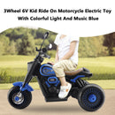 Blue 3-Wheel Electric Motorcycle Toy for Kids with Colorful Lights and Music