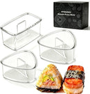 Set of 3 Clear Large Onigiri Molds and Triangle Rice Press for Sushi and Musubi