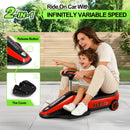 12V Dual-Function Kids Ride-On Car with Go Kart, Dust Vacuum, 2 Speeds, and Music (Red)