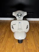 White Vespa Electric Ride-On Scooter Toy with Training Wheels