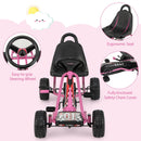 Costzon Kids' 4-Wheel Pedal Go Kart with Adjustable Seat and Handbrake in Pink