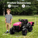 24 Volt Electric Ride-On Tractor Toy for Girls with Trailer and Remote