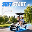 Qaba 24V White Golf Cart for Kids, 2WD 2-Seater with Remote Control, Sunshade, and Storage